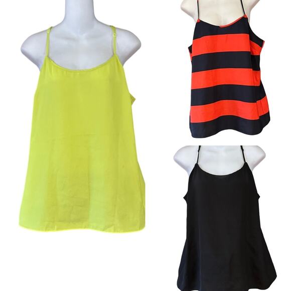 J. Crew Tank Top Bundle/3 Black, Electric Yellow & Red Blue Stripe Womens 12 - Picture 1 of 12